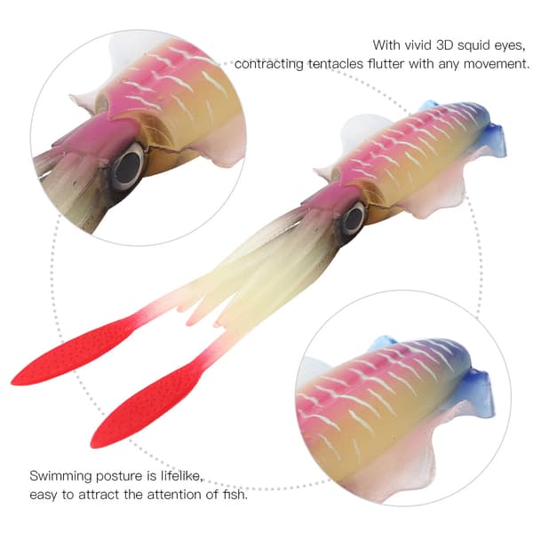 PVC Kunstig Simulation Blød Blæksprutte Jig Form Lysende Lokkemad Fiskegrej