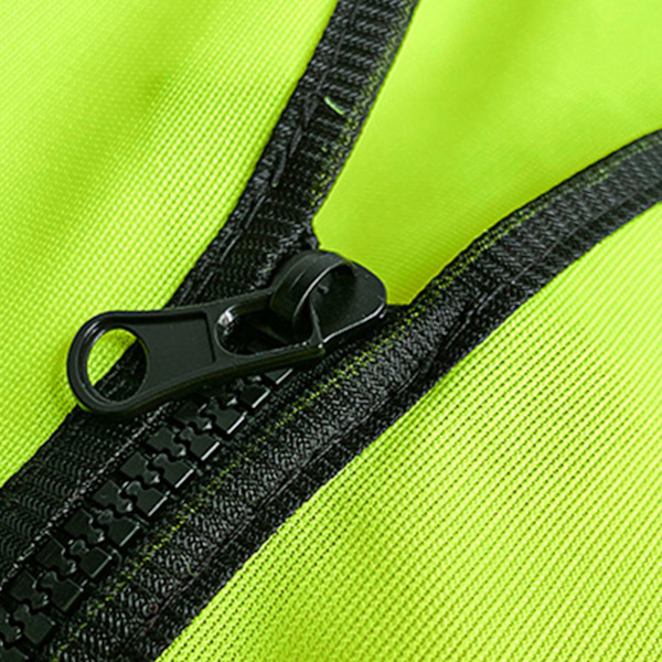 Sikkerhedsreflekterende vest til byggeri, industri, bygning, vej, vejtrafik, lynlåslukning, multi-lomme design - Grøn
