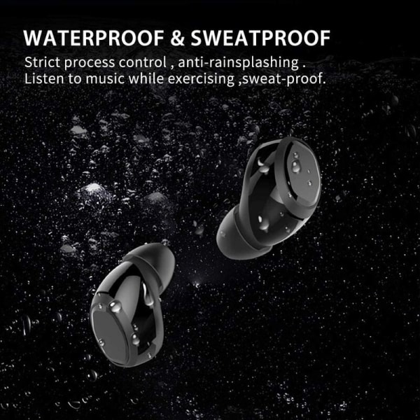 Trådlösa Bluetooth 5.0 brusreducerande hörlurar med Touch Control LED-skärm och IPX4 vattentätt case (svart)