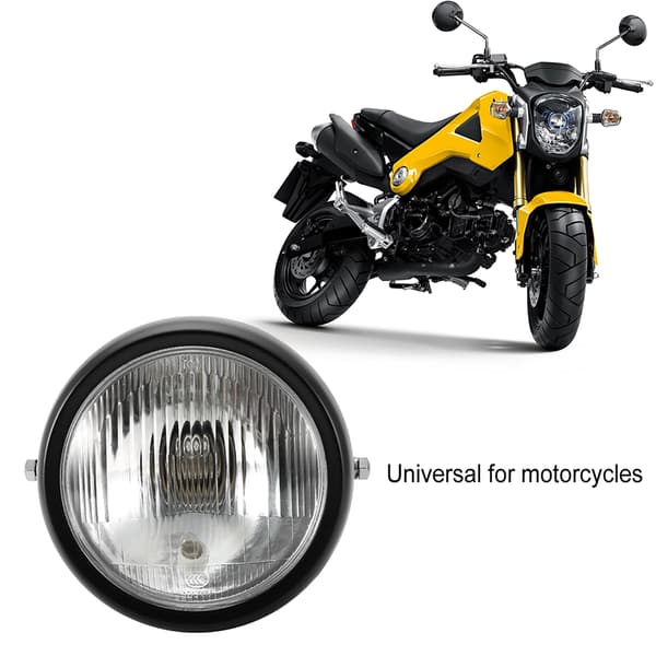 Universal Motorcykel Retro Sort Skal Klar Linse Forlygte Frontlys GN125