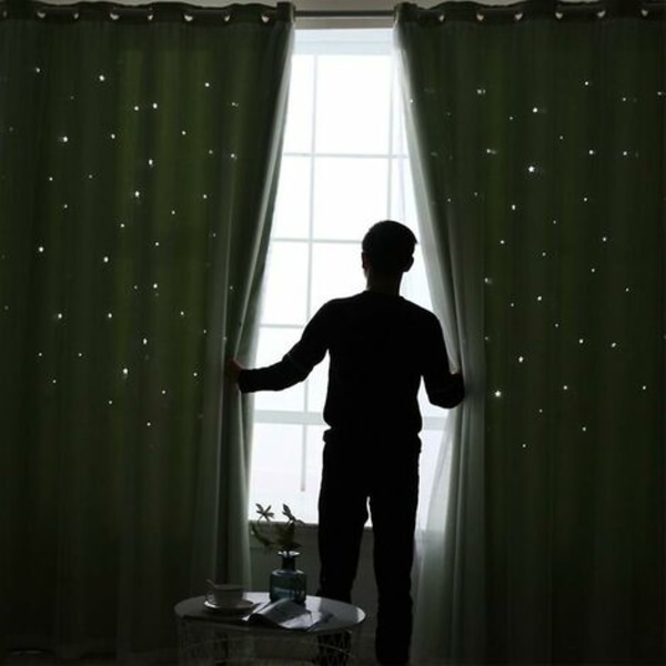 Stars Voile Mesh Mörkläggningsgardiner Sovrum Heminredning Khaki