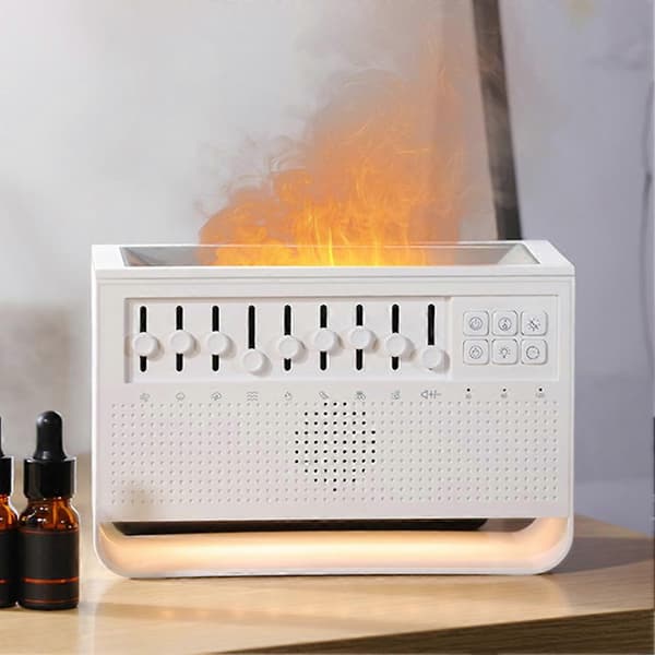 Flamdoftspridare Luftfuktare Vit Brus Bluetooth Högtalare Nattlampa C221