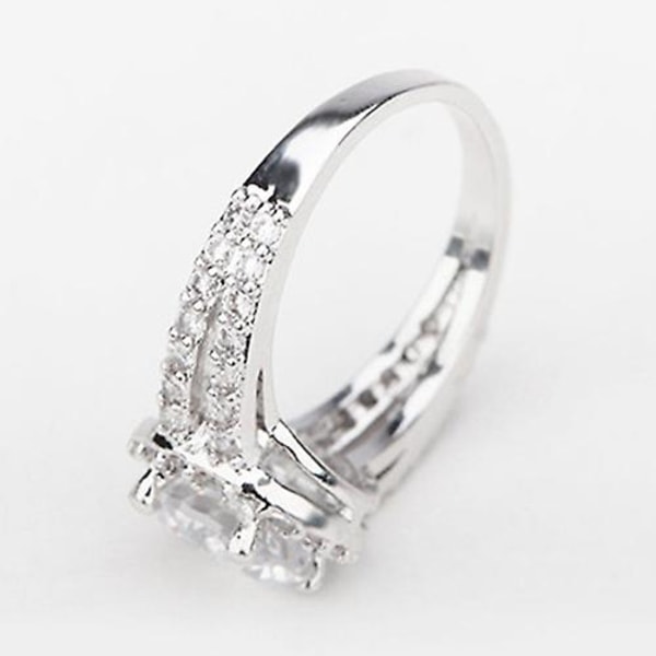 Zirconia Gem Inlagd Silver Pläterad Ring Lyx Bröllopsfest Present Finger Smycken US 6
