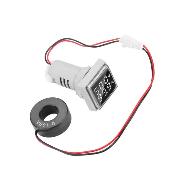 LED Digitalt Display AC Spenning Strømmåler Indikator 22mm 0-100A Hvit