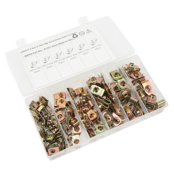 U-Mutter Kit 100 STK Rostfritt Stål Färgad Galvaniserad Insatsmutter Clip Mutter Set för Bil