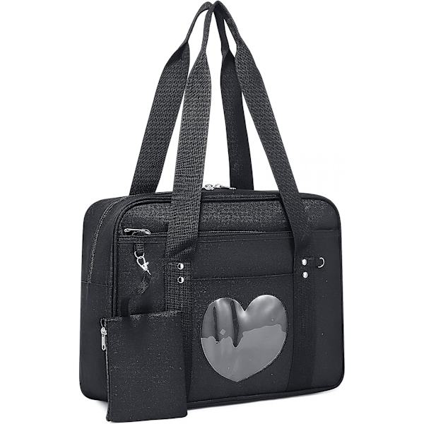 Ita Bag Heart Japansk Skolväska Stor Anime Axelväska Kawaii Handväska För Kvinnor A916-171 Black