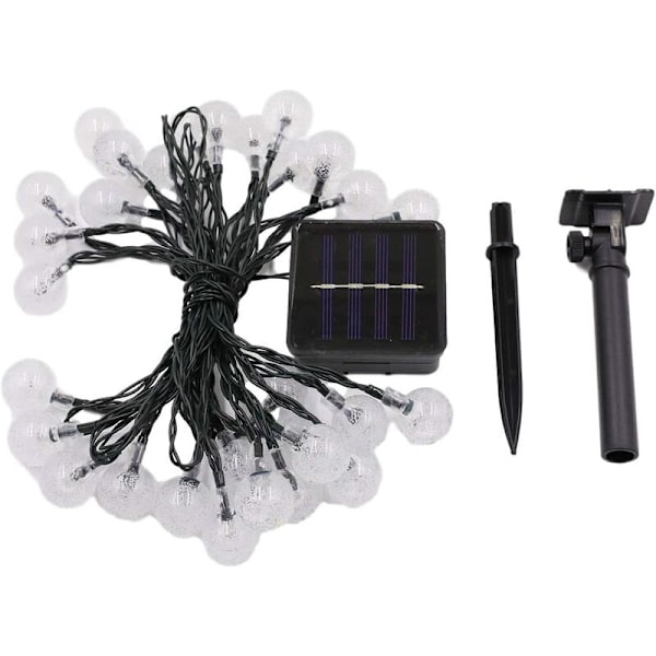Varmvit 30 lampor 6,5 meter 8 funktioner 1,8 cm Bubble Ball Solar String Light Bubble Ball LED Utomhus Kristallkula Li