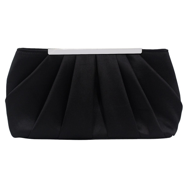 Clutch kvällsväska Elegant veckad satin Formell handväska Enkel stilig handväska för kvinnor A916-931 Black