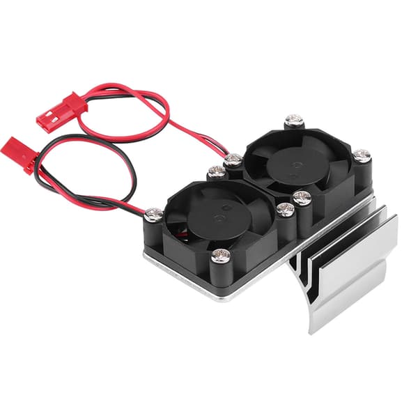 540 550 Motor Twin Køleventilator Køleplade til 1/10 Skala Elektrisk RC Bil Sølv