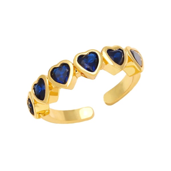 Ring Vintage Zircon Heart Stud Modesmycken Ac10237 Blue