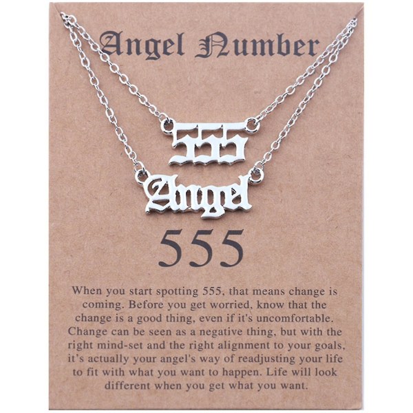 2st Old English Angel Number Halsband Numerology Smycken för kvinnor pläterat rostfritt stål