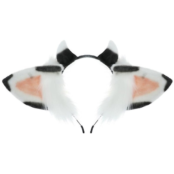 Plysch Cow Ears Hårband Cartoon Animal Ear Pannband Anime Cosplay Hair Hoop Black white