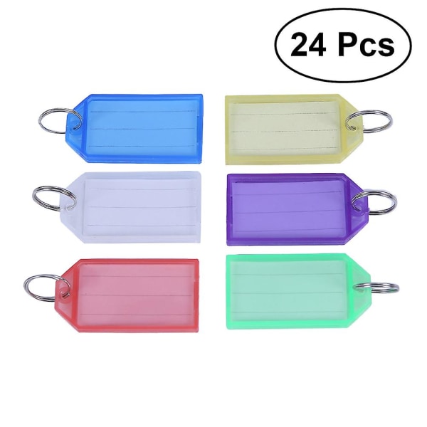 24 stk flerfarvet plastik nøgleringe Bagage ID-mærker Etiketter med nøgleringe (blandet farve)
