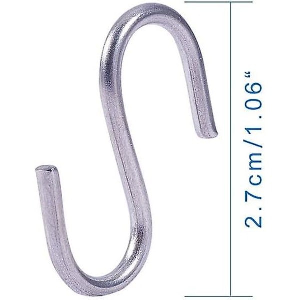 Elite-pakkaus 150 kpl S-koukku 304 ruostumatonta terästä S-muotoiset ripustuskoukut keittiöön, kylpyhuoneeseen, makuuhuoneeseen ja toimistoon, 27x12x2mm