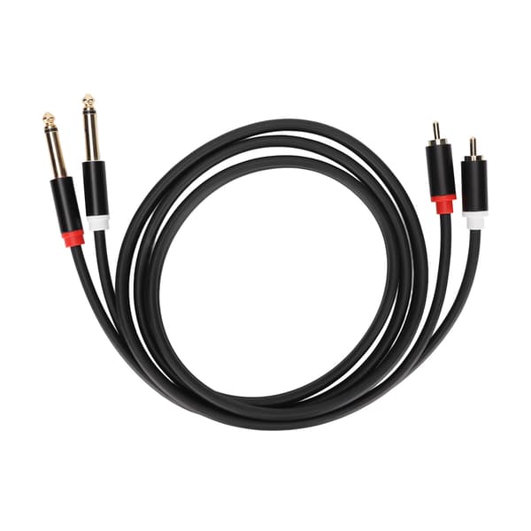 Kvart Tomme Dobbel RCA til Dobbel TS Kabel 1,5 Meter 6,35mm 2 RCA til 2 TS Stereo Patch Kabel
