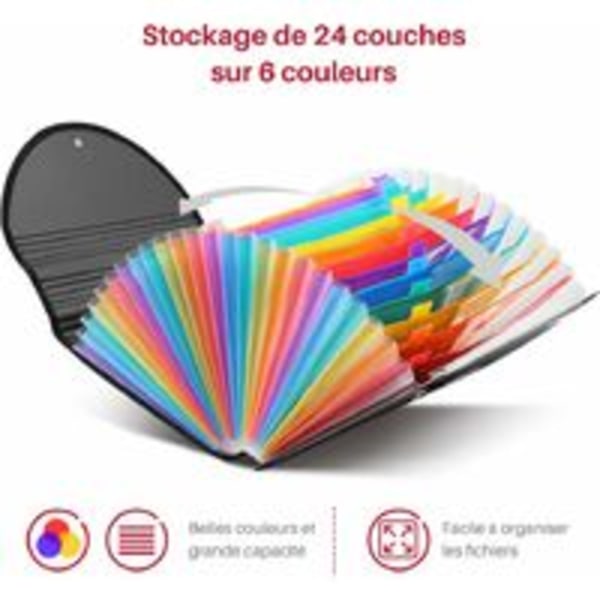 24 fack Mapp Mapp Mapp Mapp i plast med expanderbart dokumentlock A4