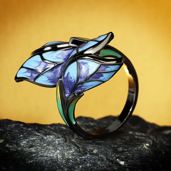 Dekorativ snygg kvinnlig ringgåva Elegant blandad färg Fjärilar Ring Smycken Tillbehör US 6