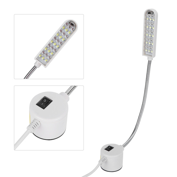 30 LED Magnetisk Base Arbeidslys Halslys US Plugg AC 110-250V