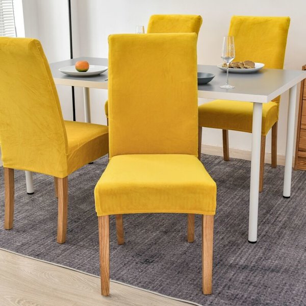 4 stycken Cover Ginger Gold Sand Chair Överdrag Lämplig för 45-60 cm rygghöjd