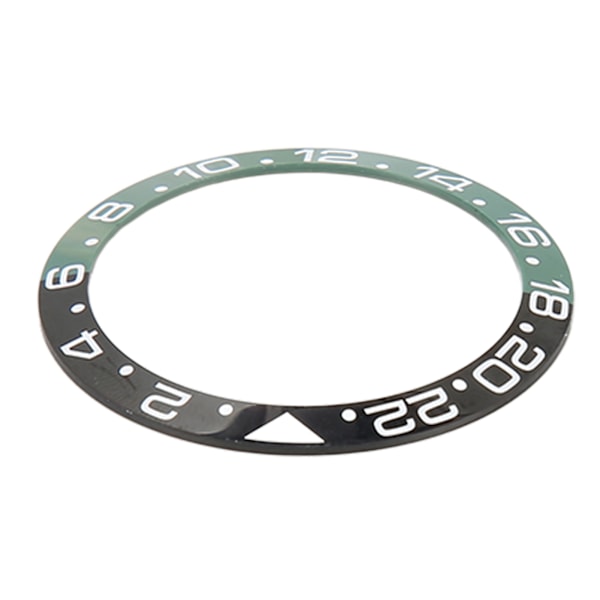 38mm GMT Klocka Bezel Insert Ring Svart Grön Bas Vita Markeringar Keramisk Bezel Insert