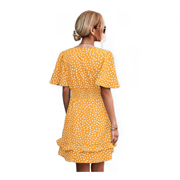 Kvinders V-hals flæser kortærmet mini-blomstret kjole XL