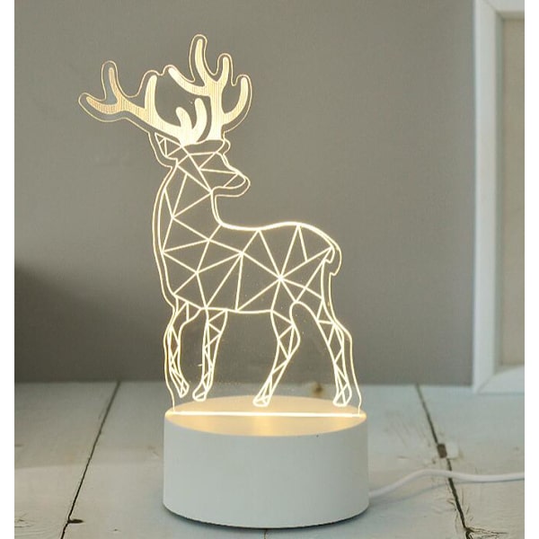 Semesterpresent Sika Hjort Sängbord Matning Nattljus Mini Söt Tecknad Akryl Liten Dekorativ Bordslampa,