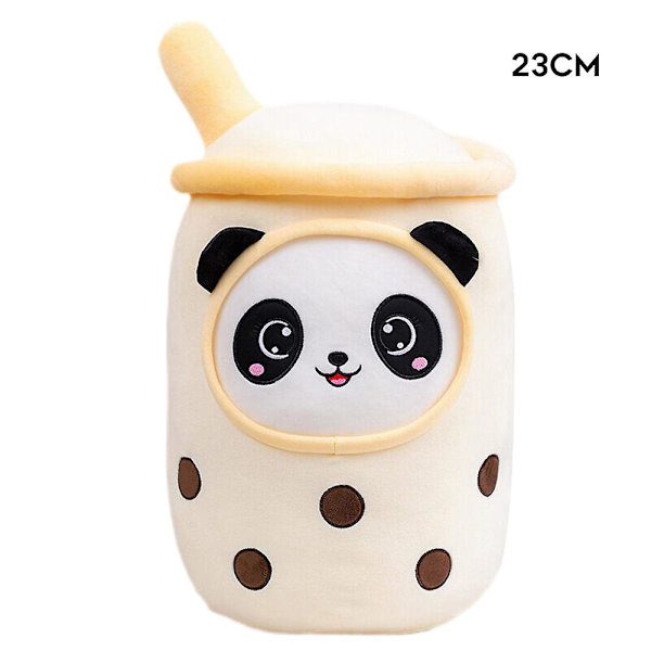 Bubble Tea Panda Plyschdocka Mjuk fylld tecknad leksak Yellow 23cm