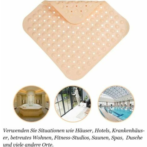 Fyrkantiga duschmattor Maskintvättbara, halkfria badmattor med dräneringshål 48 x 48 cm Aprikos Gul - Gul