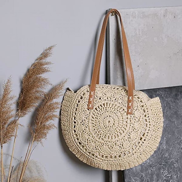 Olkilaukku naisille, suuret olkilaukut kudottu Käsintehty kantolaukku Kesäinen olkilaukku Bohemian Crossbody Bag A916-695 C