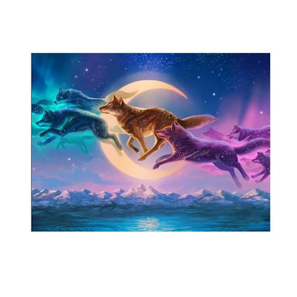 5D DIY Romantisk diamond painting av vargdjur (L006) A