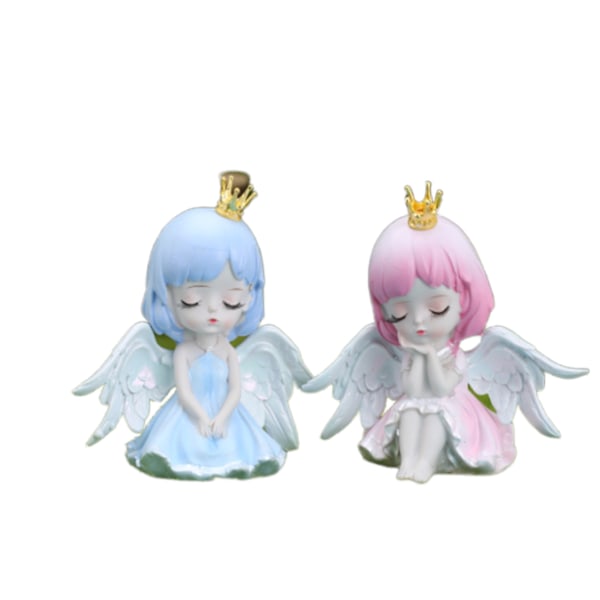Tegneserie kronvinger engle prinsesse kreativ bagning på skrivebordet fødselsdagskage dekoration ornament Figur (sæt med 2 stykker)