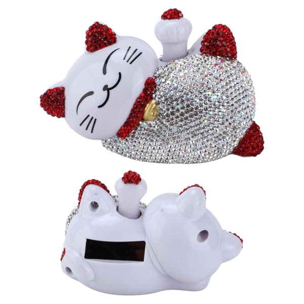 Fortune Lucky Cat Bling Rhinestone Röd Universal Centerkonsol Instrumentbräda Dekor