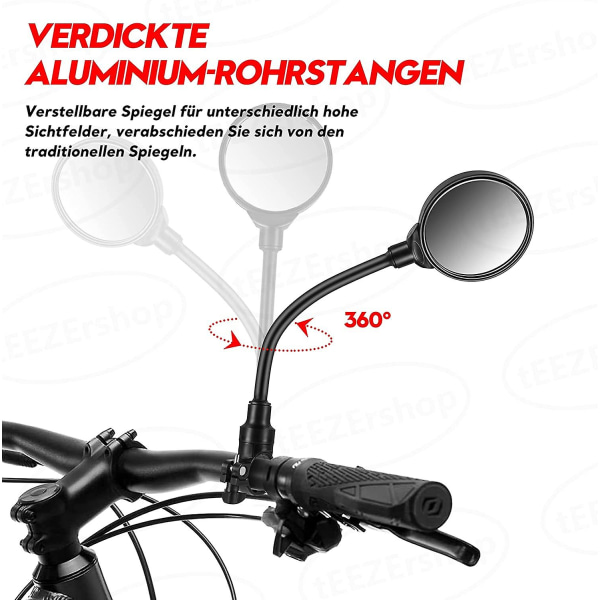 2-pack cykelspeglar för 22-32 mm styre - 3d säkerhetsspeglar, 360 justerbara och roterbara för mountainbike, racercykel, elcykel, moped