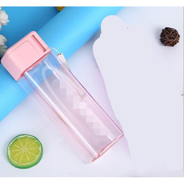 2st fyrkantig kopp plast mjölkte kopp sportkopp (transparent rosa),
