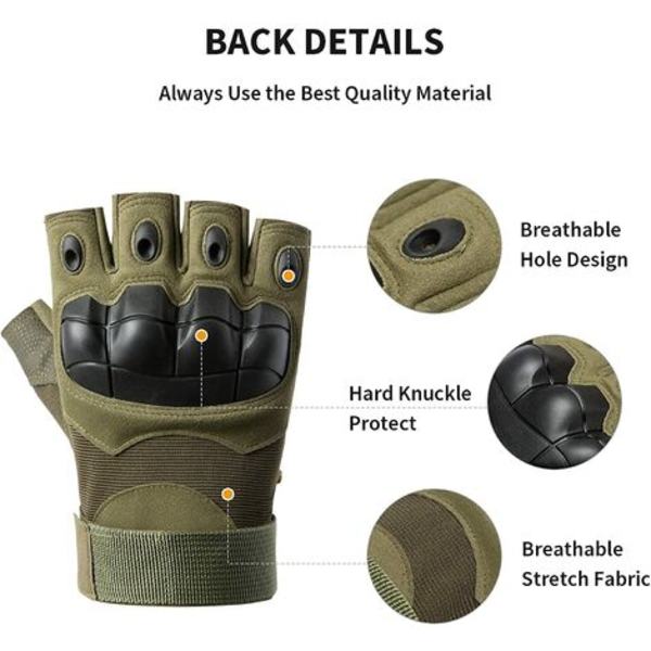 Huntvp Half Finger Tactical Gloves Miesten Naisten Ulkourheilu taisteluun, Armeija, Moottoripyörä, Paintball, Naamiointi,L