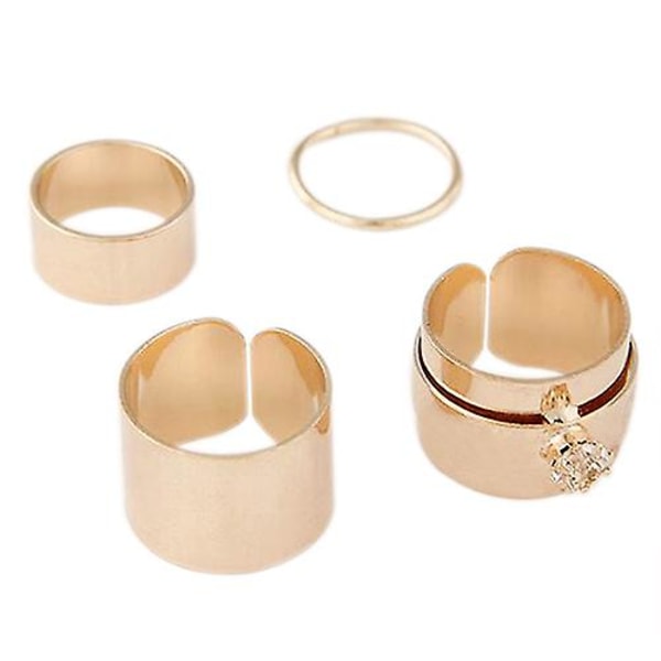 4x Dam Punk Stack Plain Above Knuckle Ring Midi Finger Band Rings Set Golden