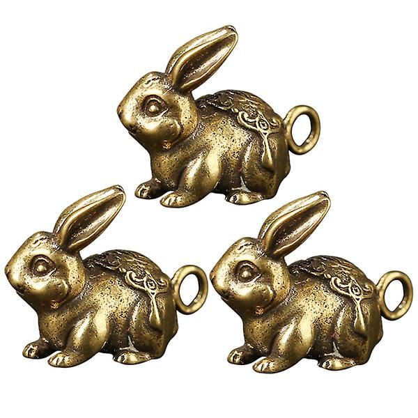 3 st Mässing Kanin Form Nyckelkedjehänge Bunny Model Nyckelkedjehängen