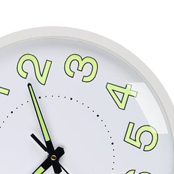 Stille Quartz Væg Ur 12in 30cm Hvid Ramme Lysende til Stue Soveværelse