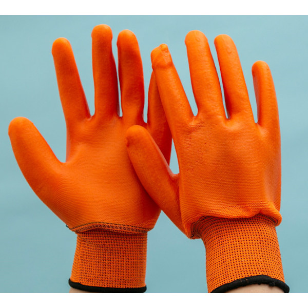 Arbeitsversicherungshandschuhe getauchter Vollkleber wasserdichte verschleißfeste Haarkleberhandschuhe PVC-Klebehandschuhe (12 Paar)