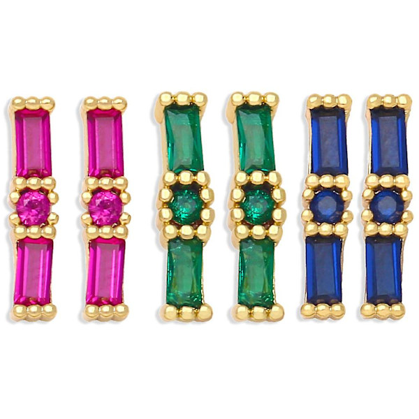 Korvakorut Vintage Zirkoni Geometry Stud Muotikorut Ac10708 Blue