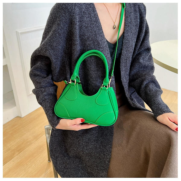 Simpel Elegant Dame Lille skuldertaske Pure Color Sling Håndtasker Skrå skulder Taskegrøn