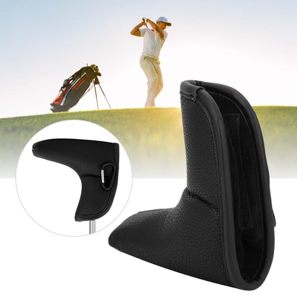 Golf L-formet Putter Hoveddækning Spaltede Blank PU Vandafvisende Stof Tyk Pløs Beskyttelse (sort)