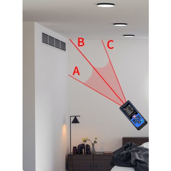 Digital laserafstandsmåler, digital lasermåler, længde/areal/volumen/pythagoras sætningssætnings måling med LCD Bac