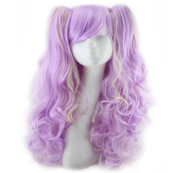 Anime Lolita Peruukki, Värikäs Wave Peruukki, Halloween Peruukki Light purple-yellow