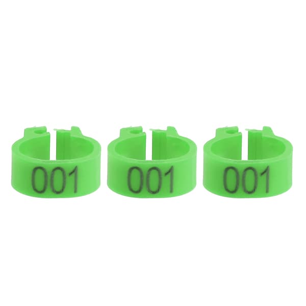 Grønne nummererte plastfotringer for duer 100 stk 8 MM