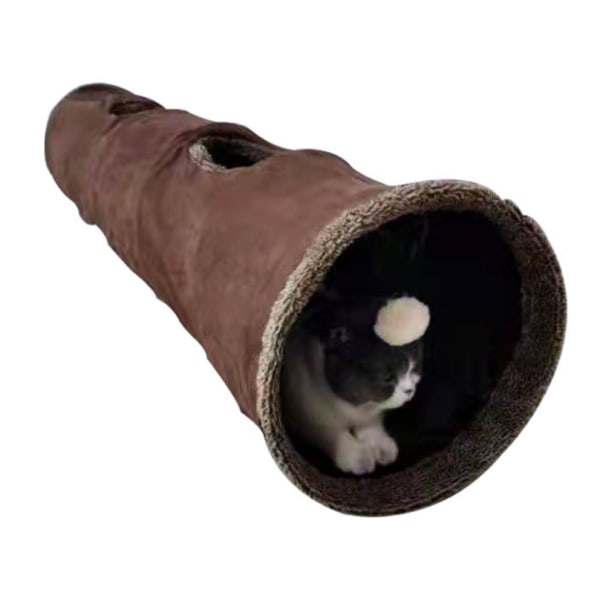 Pettunnel i mocka, hopfällbar kanalkattleksak, husdjursleksaker (brun D30X67)