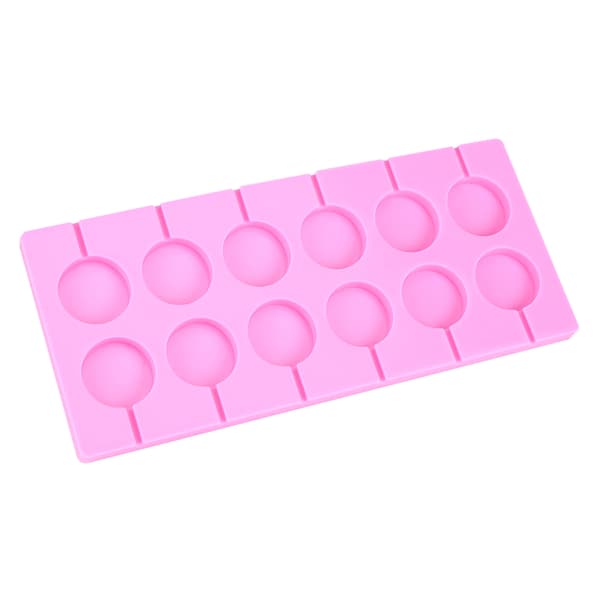 12 runde silikonform for slikkepinner, godteri, sjokolade