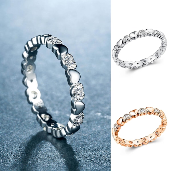 Kvinnor Ring Hjärtform Cubic Zirconia Smycken Söt Mode Utseende Fingerring För Bröllop Rose Gold US 6