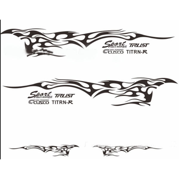 3,3m*55CM Flame Car Stickers Fire Bar Body Stickers Universal Pull Flower Sæt (sort sæt)