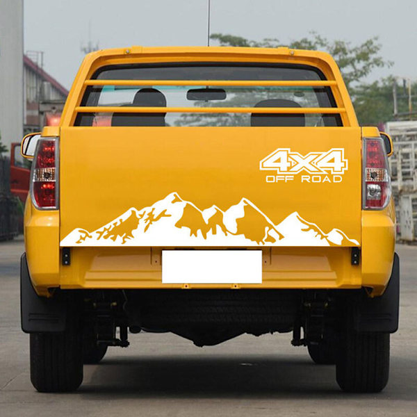 Mountains Pattern Car Trunk Sticker för Toyota Hilux (Vit)